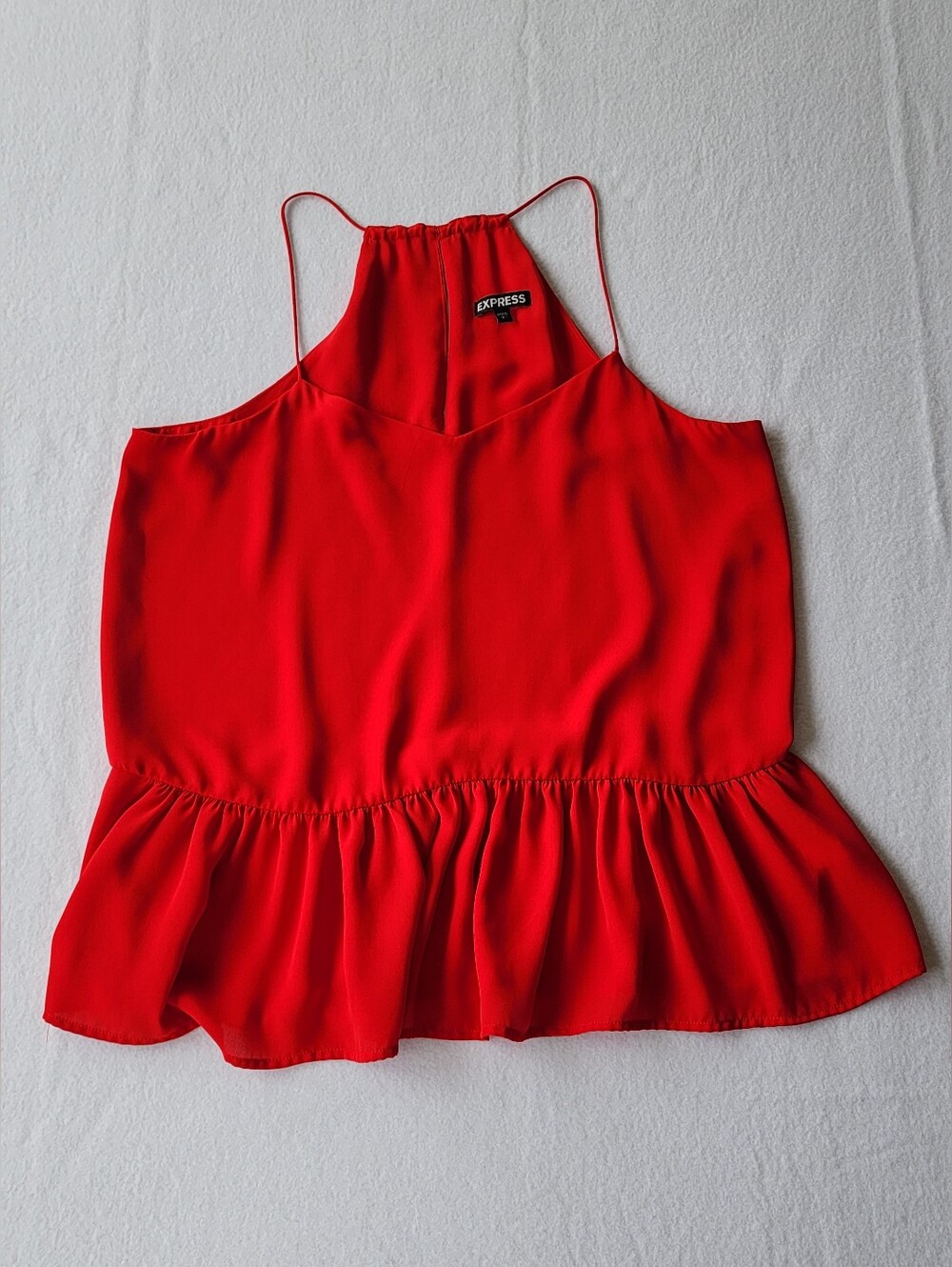 Express Red Halter Peplum Tank Top Womens Large Sleeveless Blouse